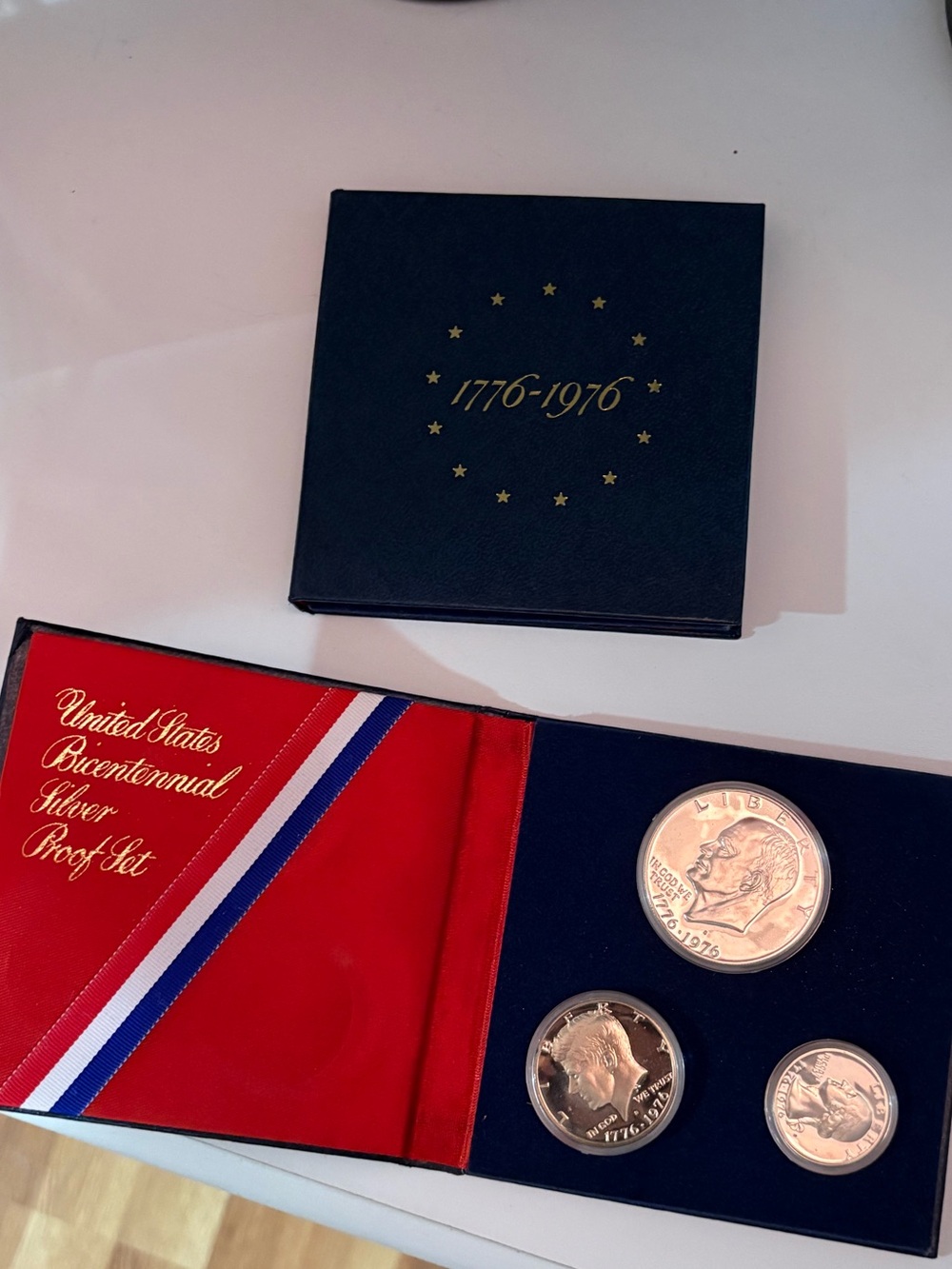 United States Bicentennial Silver Proof Set 1776-1976 - Red, Blue, Navy